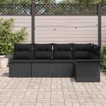 vidaXL Ensemble de canapé de jardin avec coussin 5 Pièces Noir polyrotin