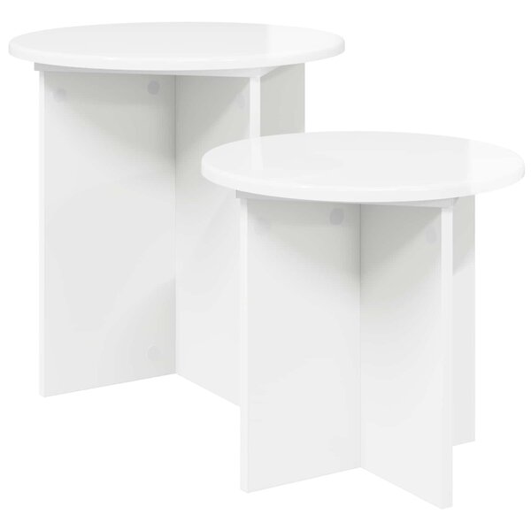 vidaXL Ensemble de tables d'appoint 2 pc Blanc brillant Ø 45 x 45 cm