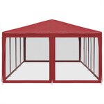 vidaXL Tente de fête avec 12parois latérales en maille rouge 8x4m PEHD