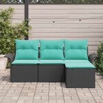 vidaXL Ensemble de canapé de jardin avec coussin 4 Pièces Noir polyrotin