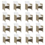 vidaXL Ensemble à dîner de jardin coussins 17 Pièces Beige Résine tressée