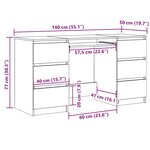 vidaXL Bureau Blanc 140x50x77 cm Bois d'ingénierie