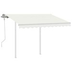 vidaXL Auvent manuel rétractable avec poteaux 3x2 5 m Crème