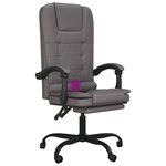 vidaXL Fauteuil de massage inclinable de bureau Gris Similicuir