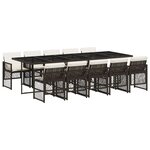 vidaXL Ensemble à manger de jardin et coussins 11 Pièces marron rotin