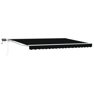 vidaXL Cadre de store manuel avec LEDs Noir et Blanc 4 × 3 m
