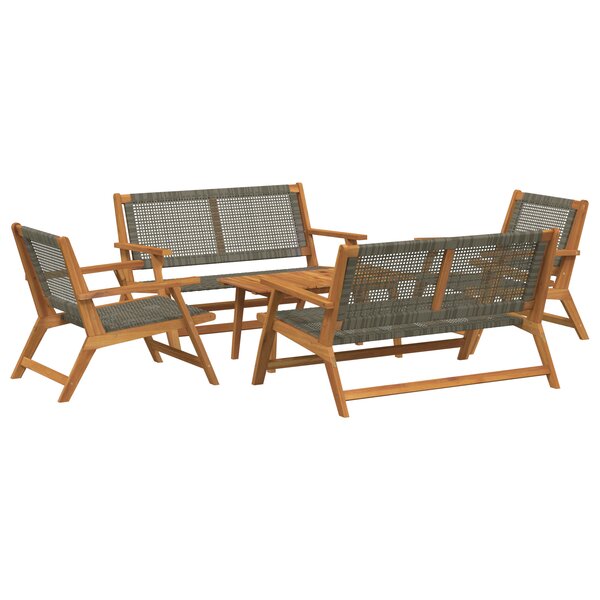 vidaXL Ensemble de 5 Chaises et Table de Jardin en Bois d'Acacia Gris