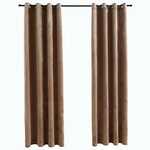 vidaXL Rideaux occultants avec anneaux 2 Pièces Velours Beige 140x175 cm