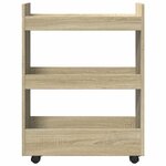 vidaXL Chariot de rangement étroit 3 niveaux chêne sonoma