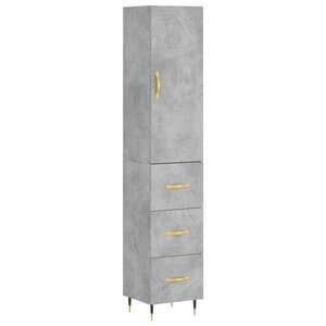 vidaXL Buffet haut Gris béton 34 5x34x180 cm Bois d'ingénierie