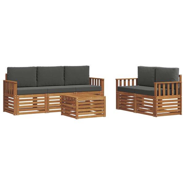 vidaXL Ensemble de canapés d'extérieur 6 pc Naturel et Anthracite