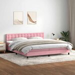 vidaXL Sommier à lattes de lit avec matelas et LED rose 180x210 cm velours