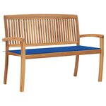 vidaXL Banc de jardin empilable et coussin 128 5cm Bois de teck massif