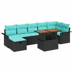 vidaXL Ensemble de canapé de jardin 8 Pièces Noir polyrotin