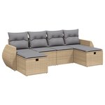 vidaXL Salon de jardin avec coussins 6Pièces mélange beige résine tressée