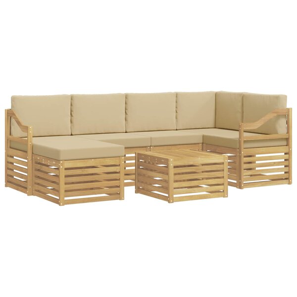 vidaXL Ensemble de canapés d'extérieur 7 pc Blanc et Beige Polyester