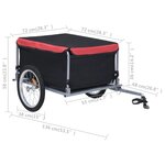 vidaXL Remorque de vélo noir et rouge 65 kg