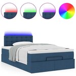 vidaXL Lit ottoman avec matelas et LED Bleu 120x200 cm Tissu