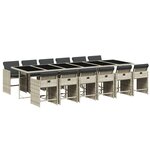 vidaXL Ensemble à manger de jardin et coussins 13 Pièces gris clair rotin