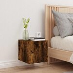 vidaXL Meuble TV mural avec lumières LED chêne fumé 30 5x35x30 cm