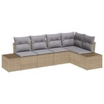 vidaXL Ensemble de canapé de jardin 5 Pièces Beige Poly rotin