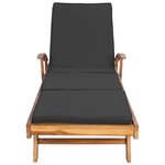 vidaXL Chaise longue avec coussin Bois de teck massif