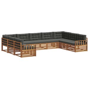 vidaXL Ensemble de canapés d'extérieur 9 pc Naturel et Anthracite