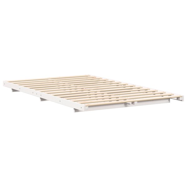 vidaXL Cadre de lit surélevé Blanc 140 x 190 cm Bois massif en pin