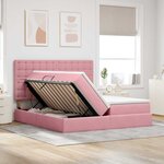 vidaXL Lit de Rangement avec matelas Rose 200 x 200 cm Velours