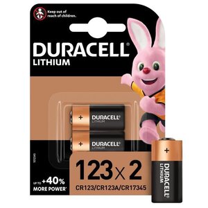 Piles au lithium haute puissance Duracell 123 3 V, lot de 2 (CR123 / CR123A / CR17345)