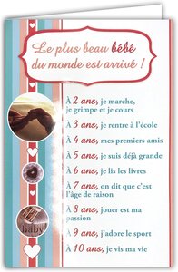 Carte Félicitations Naissance ou Adoption Bébé Fille Enveloppe Rose 12x17 5cm