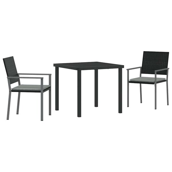 vidaXL Ensemble de salle à manger pour jardin 3 Pièces Noir et Gris Clair