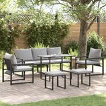 vidaXL Ensemble de canapé de jardin 6 Pièces Noir Acier