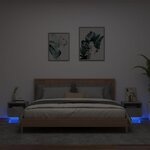 vidaXL Armoires de chevet avec lumières LED 2 Pièces gris béton