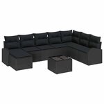 vidaXL Ensemble de Canapés avec coussin 9 Pièces Noir polyrotin