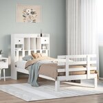 vidaXL Lit bibliothèque sans matelas blanc 90x190cm bois de pin massif