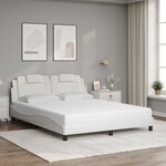 vidaXL Lit Viana avec matelas blanc 160x200 cm similicuir