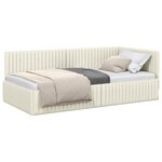 vidaXL Cadre de lit d'angle Crème 100 cm x 200 cm tissu