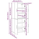 vidaXL Haut Armoire Bois ancien 69 5 x 34 x 180 cm Bois d'ingénierie