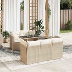 vidaXL Salon de jardin avec coussins 6 Pièces beige résine tressée