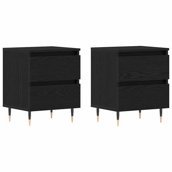 vidaXL Cabinet de chevet avec tiroir 2 Pièces Chêne noir 40 x 35 x 50 cm