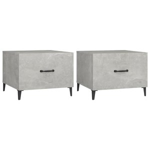 vidaXL Tables basses avec pieds en métal 2 Pièces Gris béton 50x50x40 cm