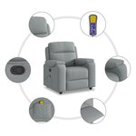 vidaXL Fauteuil de massage inclinable Gris clair Tissu