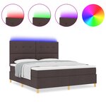vidaXL Lit box spring avec matelas et LED Marron Foncé 180x200 cm Tissu