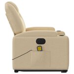 vidaXL Fauteuil inclinable de massage électrique Crème Tissu