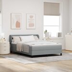 vidaXL Lit à ressorts avec matelas Gris clair 140 x 200 cm tissu