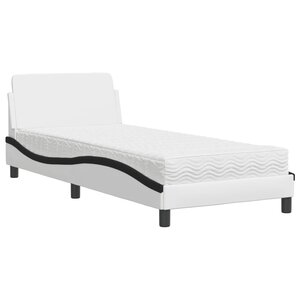 vidaXL Lit avec matelas blanc et noir 90x190 cm similicuir