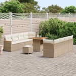vidaXL Ensemble de canapé de jardin 11 Pièces Beige Poly rotin