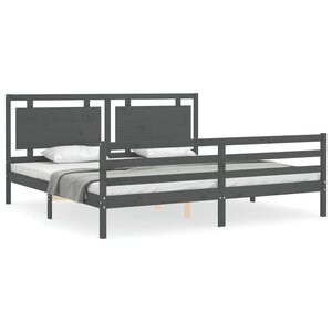 vidaXL Cadre de lit sans matelas gris 200x200 cm bois massif