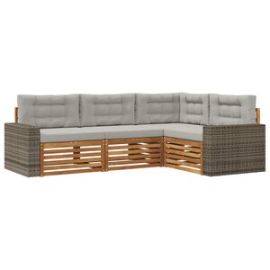 vidaXL Ensemble de canapés d'extérieur 4 pc Naturel et gris clair